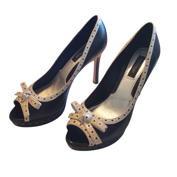 White House Black Market Shoes - WHBM black and white platform stiletto pumps